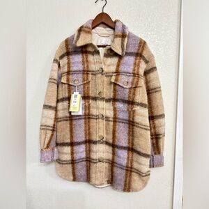 Aritzia Wilfred Free Ganna Shacket Plaid Wool Blend Shirt Jacket